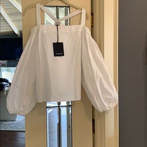 White Off Shoulder Cropped Shirt (L)